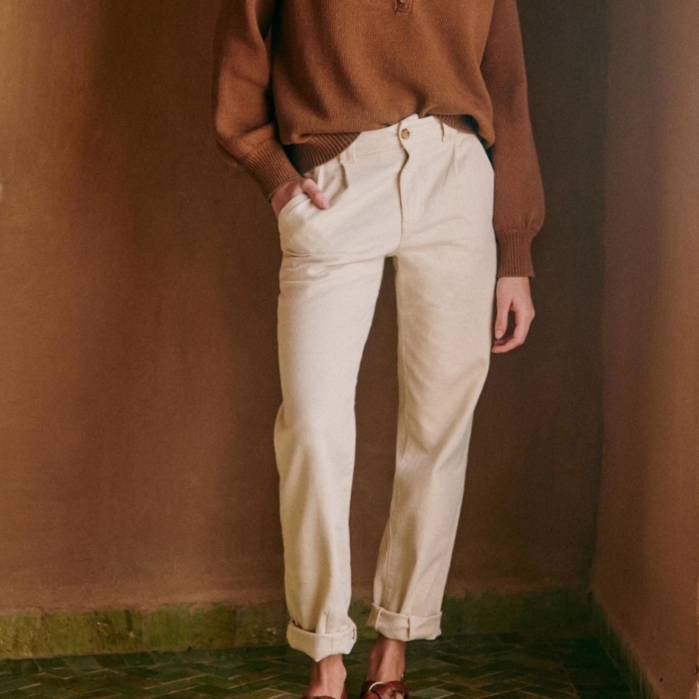 Sezane Manu Trousers in Ecru size 2